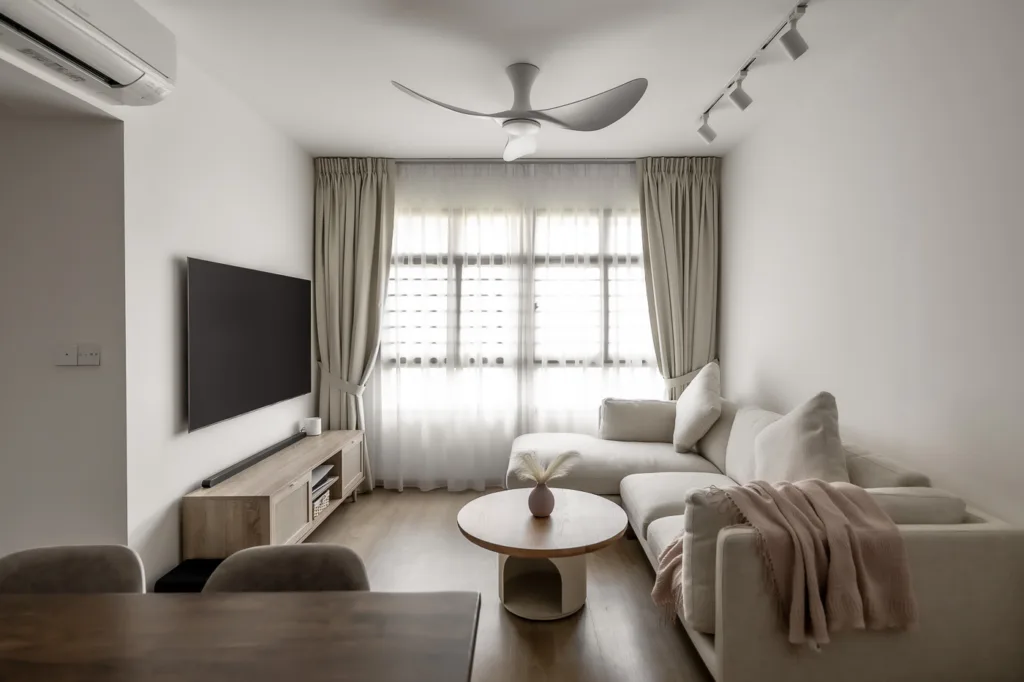 Modern minimalist living room interior design.