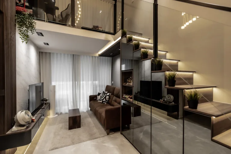 Modern living room interior with elegant furniture.
