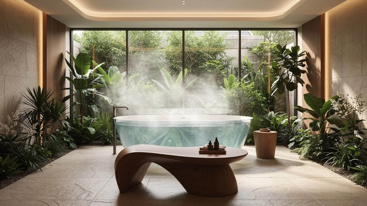 Luxury wellness bathroom with spa features