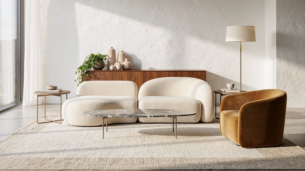 Modern living room with stylish furniture