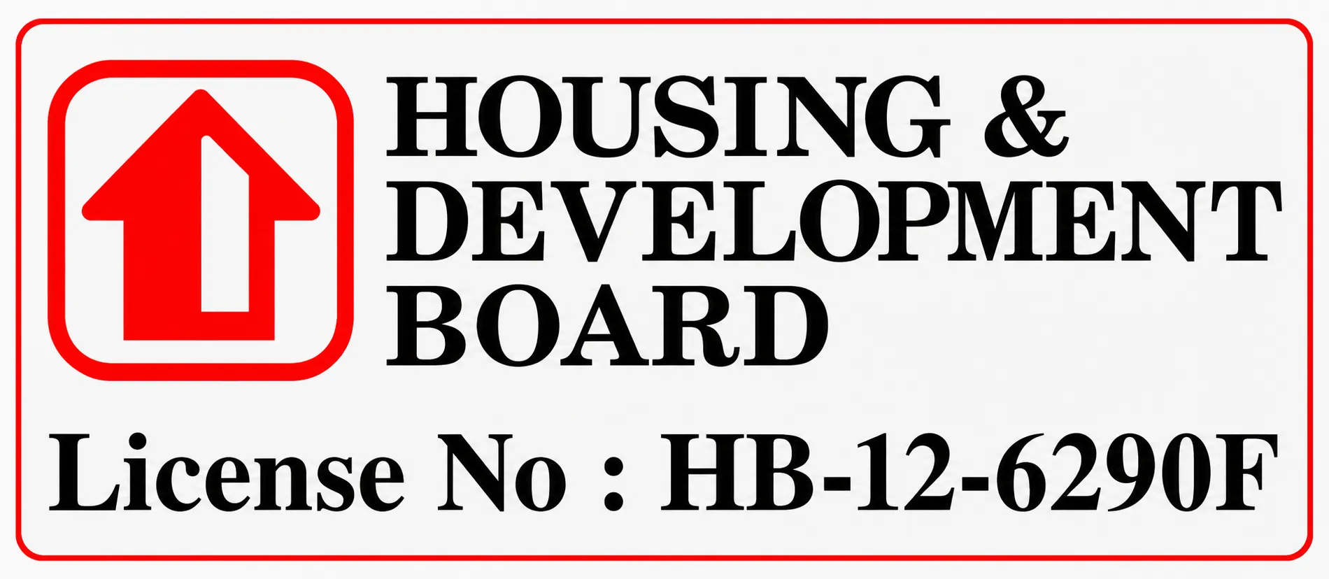 HDB Housing & Development Board registered contractor, License No: HB-12-6290F