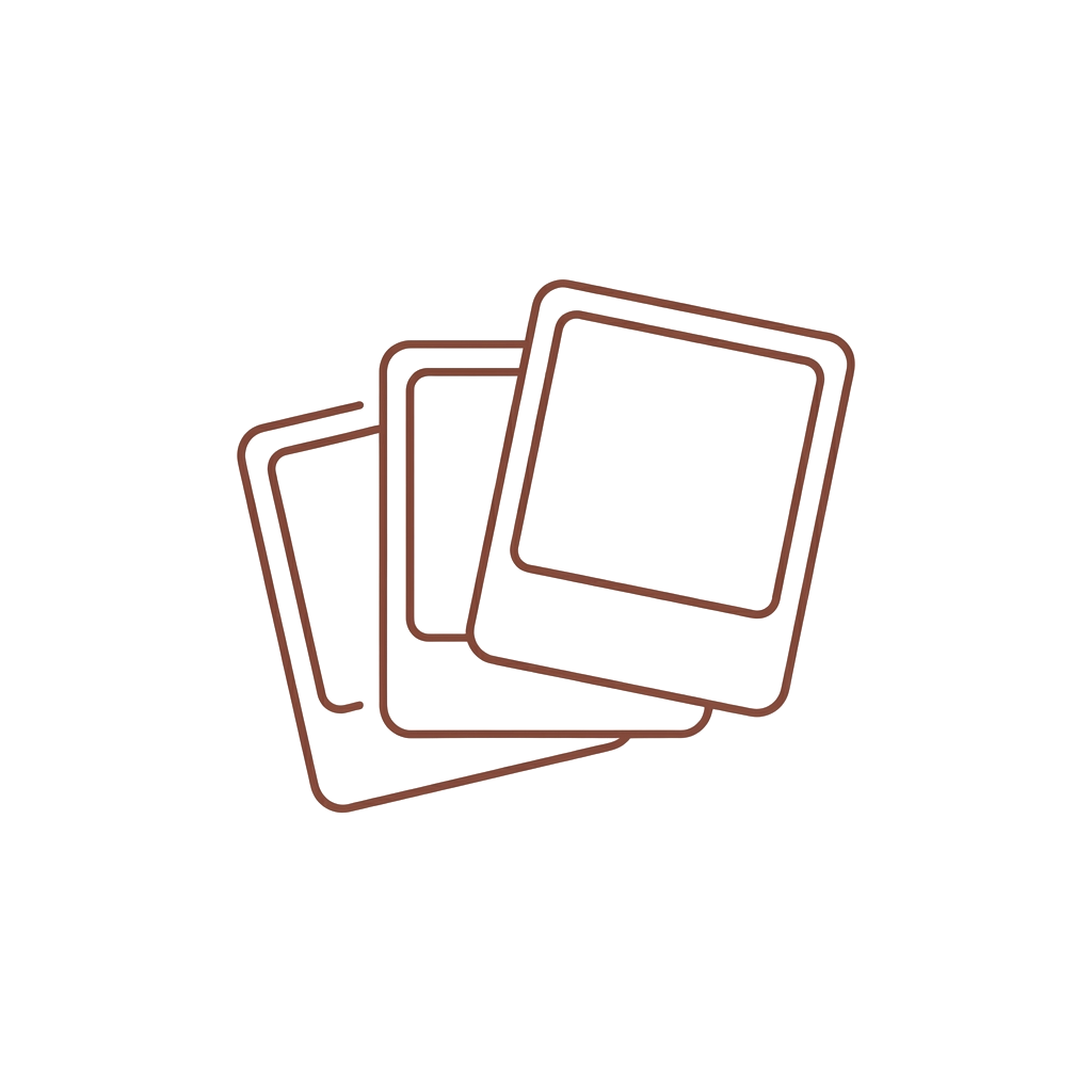 Portfolio icon — overlapping framed pictures in terracotta line art